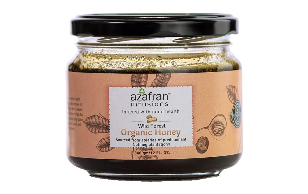 Azafran Wild Forest Organic Honey Nutmeg   Glass Jar  340 grams